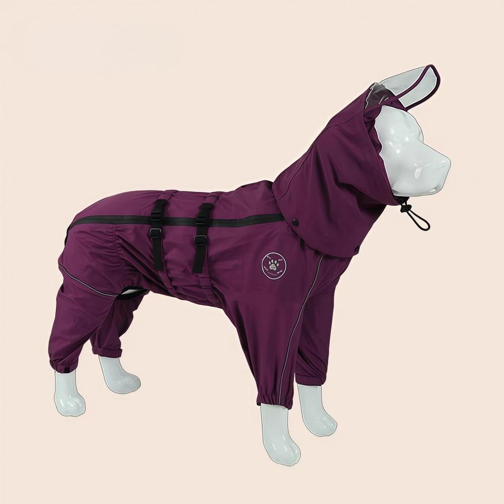 Adjustable Full Coverage Raincoat for Medium to Large Dogs: Golden Retriever, Labrador, German Shepherd - Sealed Seam, Four-Leg Design