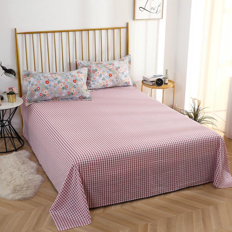 Simple Cotton Bed Sheet for Double Bed - Suitable for Summer & Student Dormitory, 40 Count, All Seasons
