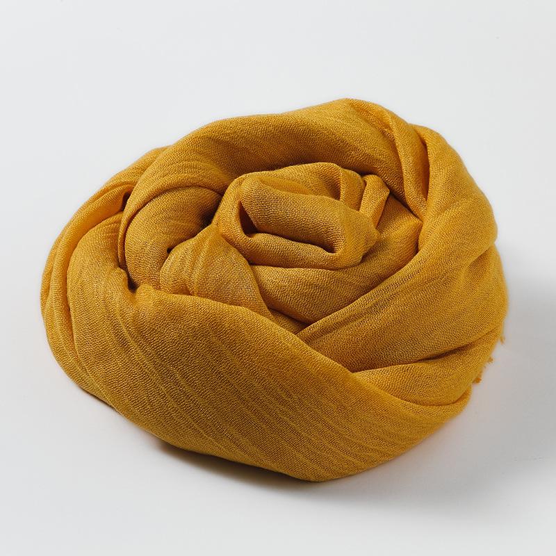 Women's Cotton Linen Artistic Solid Color Silk Scarf, Sun Protection Beach Neck Scarf, Japanese Style Long Gauze Scarf