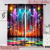 2D flat printing 2pcs Curtain Window Treatment Curtains Musical Night Spotlight Digital Printed Polyester Drapes Festive Holiday