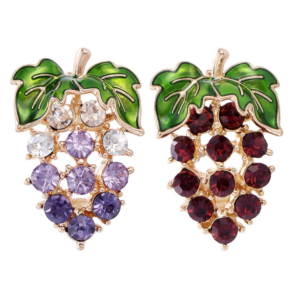 Rhinestone Grape Brooch Pin Zinc Alloy KC Gold Plated For Clothes Scarf Bag Decoration