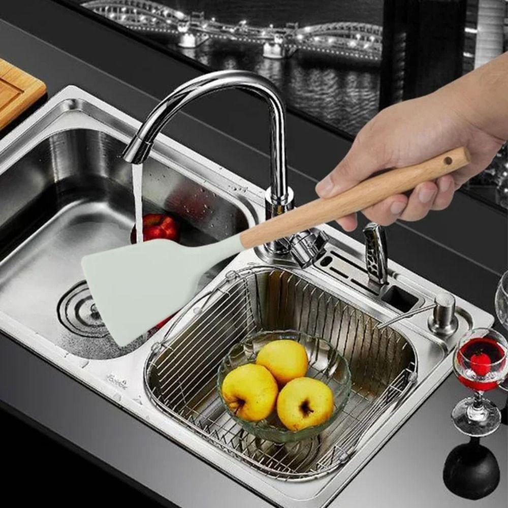 12PCS Food Grade Silicone Cookware Set Heat Resistant Ergonomic Kitchen Utensils Wooden Handle BPA-Free Baking Tools Set
