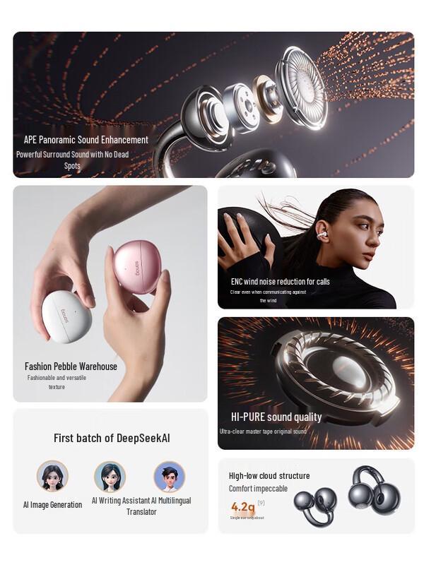 SANAG S7S AI Ear-Clip Open-Ear Sports Bluetooth Headset