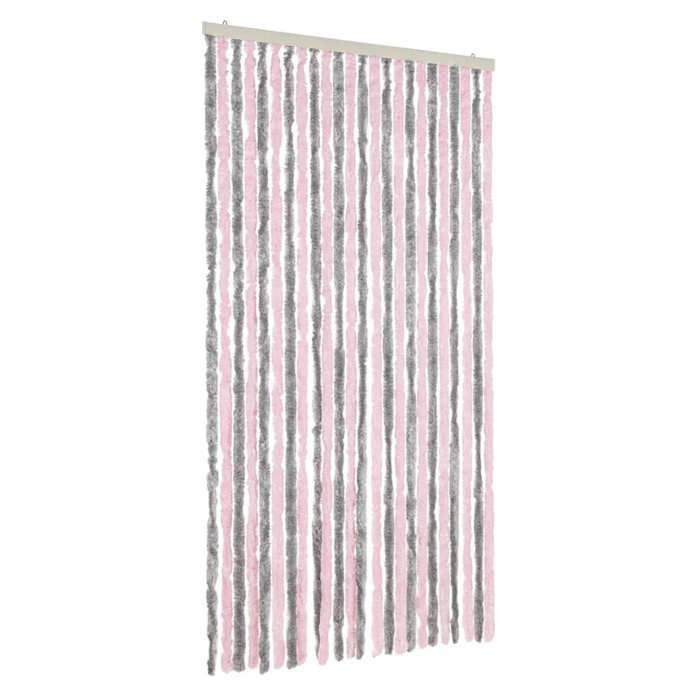 VidaXL Fly Curtain Silver Grey and Pink 100x230 Cm Chenille 377366