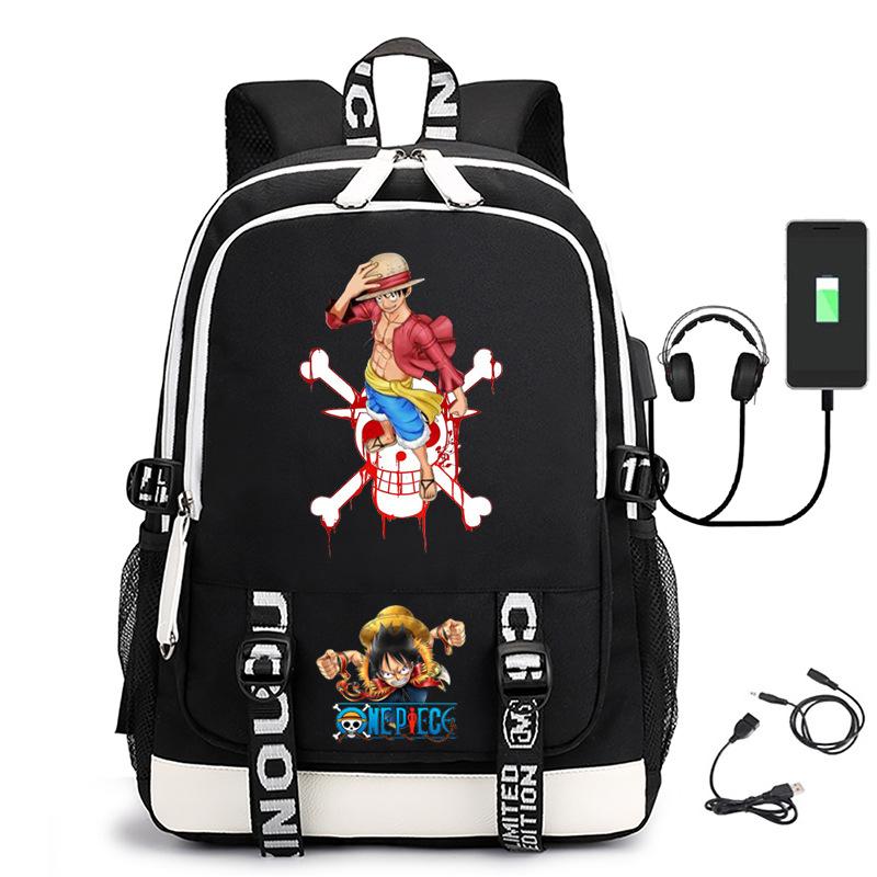 Hot-selling ONE PIECE Luffy backpack usb charging large capacity bag