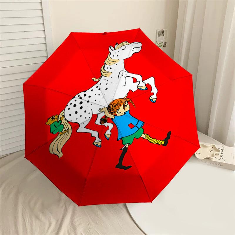 

1PC girl horse Automatic Open/Close Umbrella with Windproof, 8-Rib Sturdy Canopy, Durable Ribs, Fashionable Design,1271a