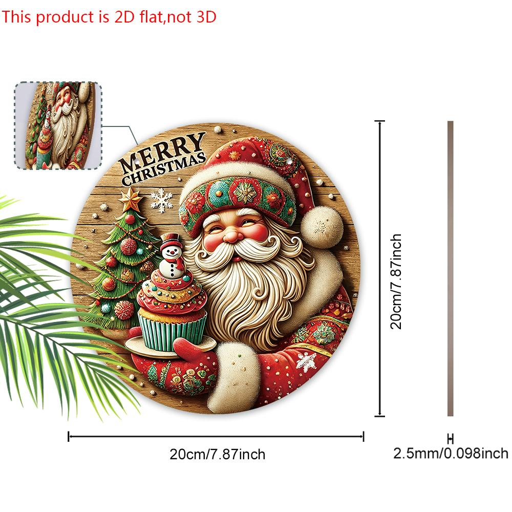Merry Christmas Wooden Sign with Smiling Santa Claus Pattern - Navidad Wooden Sign for Christmas Tree, Window, Yard, Indoor Decor
