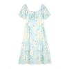 Blumenprint-Maxikleid in Übergröße mit Puffärmeln und Taillengürtel für einen schlankmachenden, süßen Sommer-Look