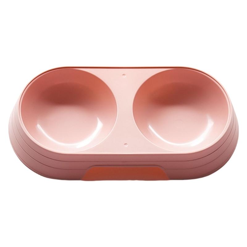 Nonslip Bottom Feeding Dish Double Bowl Feeder Water Food Container For Small Dog Cats Space Saving Modern Design Feeder