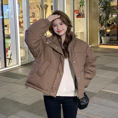 Herbst Winter Verdicken Warmer Parka Damen Lässig Süß Einfarbig Große Tasche Lockere Jacken Oberbekleidung