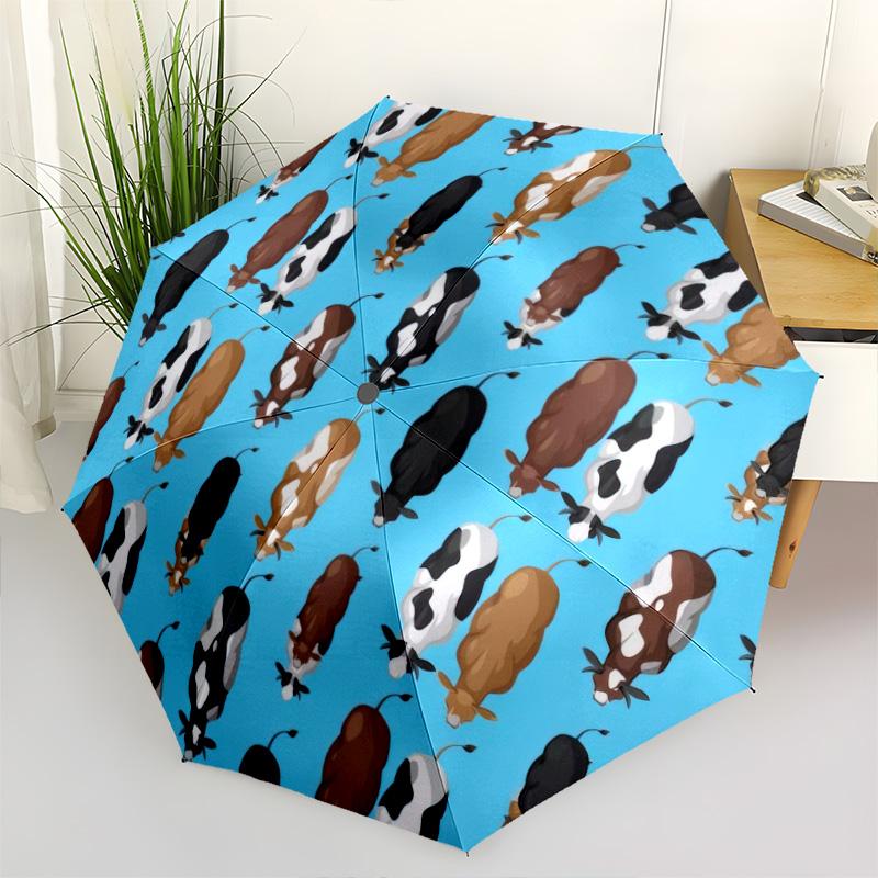 1pc cat Umbrella Portable Folding Umbrella Iron Frame Hole Bone Structure Outdoor Home Umbrella