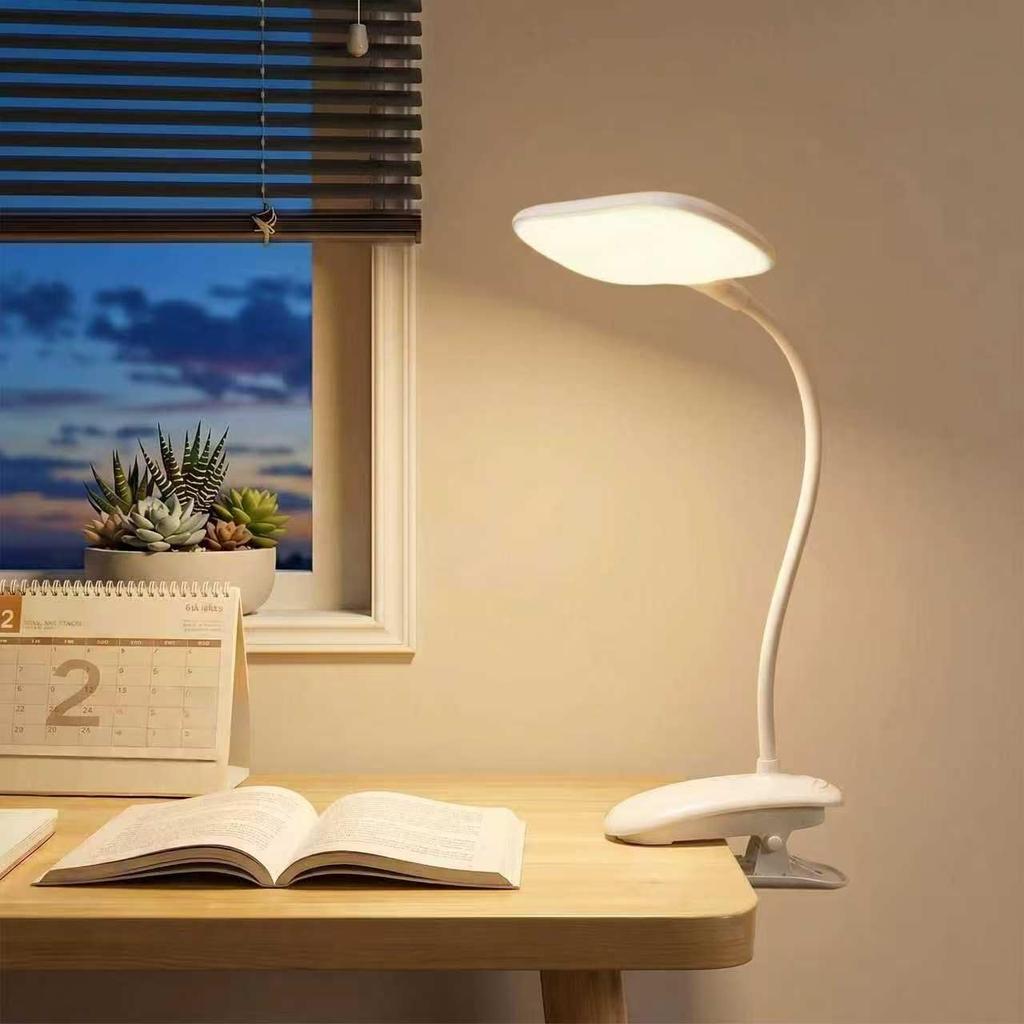 Rechargeable LED Clip Desk Lamp, Bedside Lamp, Reading Lamp, Eye Protection, USB ChargingPlug-in Dual-Purpose, 3 Color Temperature Settings, Stepless