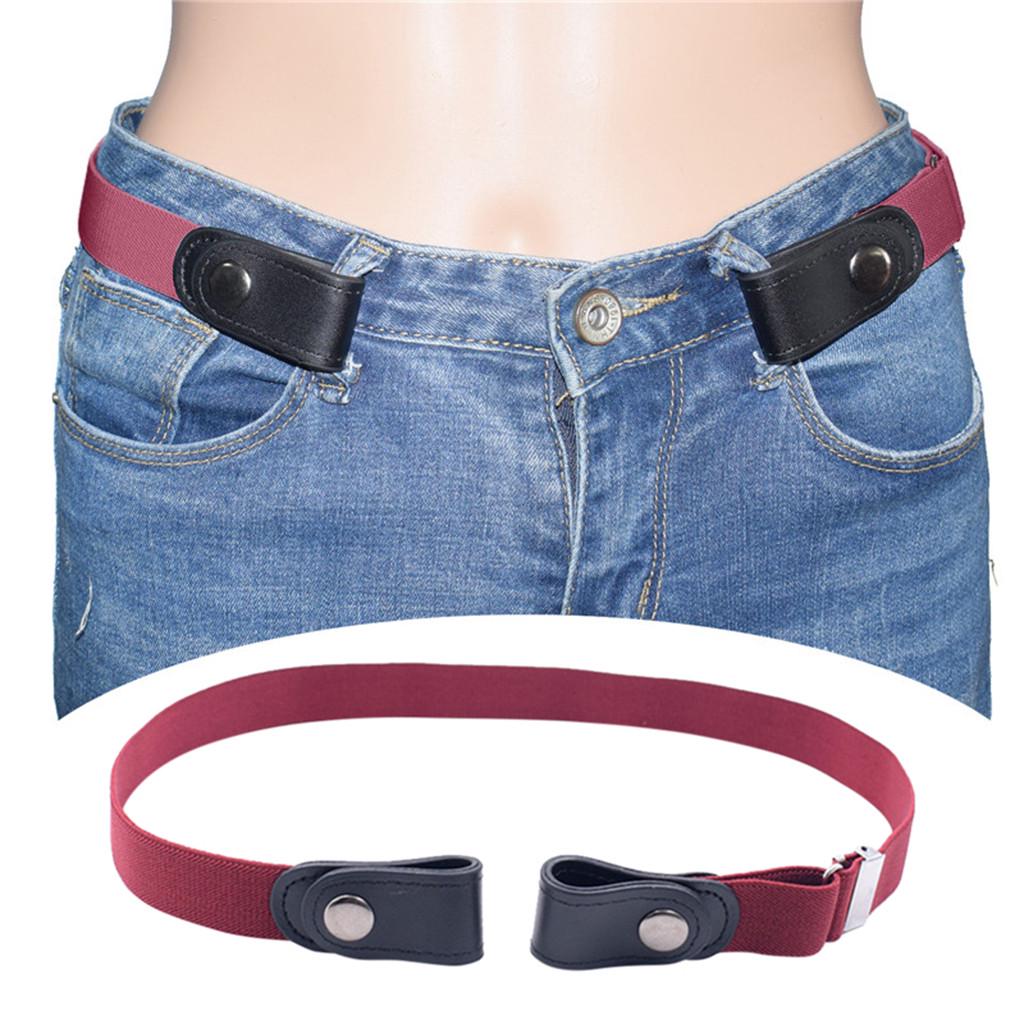 

Ленивый пояс без пряжки, эластичный для мужчин и женщин, подходит для всех брюк красный