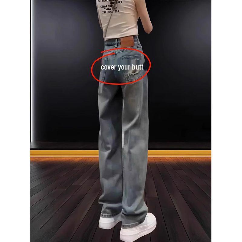 

Женские джинсы с высокой посадкой, прямые, Осень/Зима 2025, с плюшевой подкладкой, утолщенные, больших размеров, свободного кроя, стройнящие, варианты узких/широких штанин XS (75-84 Jin)