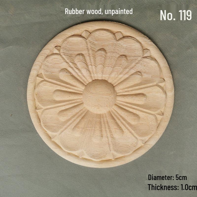Solid Wood Carved Round Plate with Floral Design