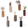 Wooden Wall Vase Modern Farmhouse Wall Decor Planter for Entryway Hallway Bedroom Dark Brown