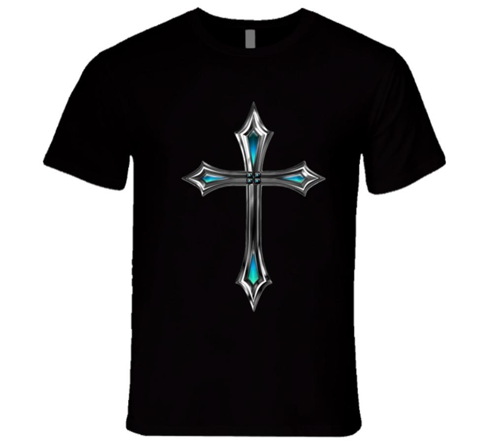 Holy Cross T-Shirt Christian Inspire Crucifix Jesus Mens Fit Novelty Unisex Tee L