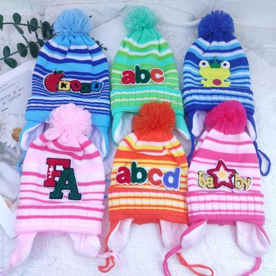 Cappello di Lana con Protezione per le Orecchie a Forma di Cartone Animato e Fodera in Velluto per Neonati e Bambini