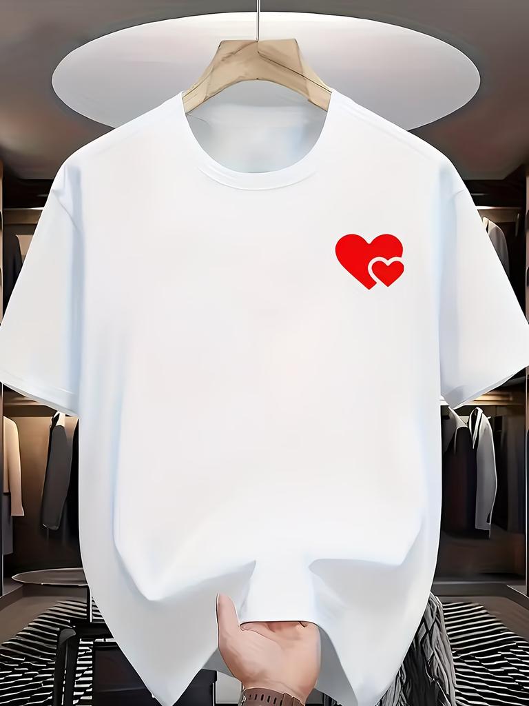 Double Red Heart Graphic T Shirt Unisex Summer Short Sleeve Casual Kawaii Harajuku Valentine Day Gift Couple Unisex Tee Tops