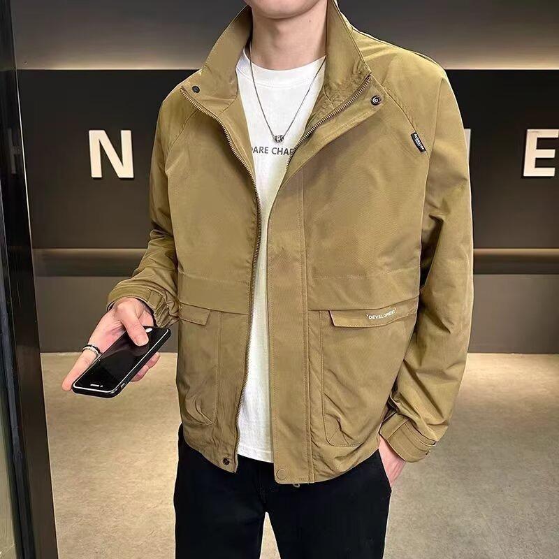 Trendy Men's Stand-Collar Padded Workwear Jacket - Warm, Loose, Versatile Autumn/Winter Outerwear