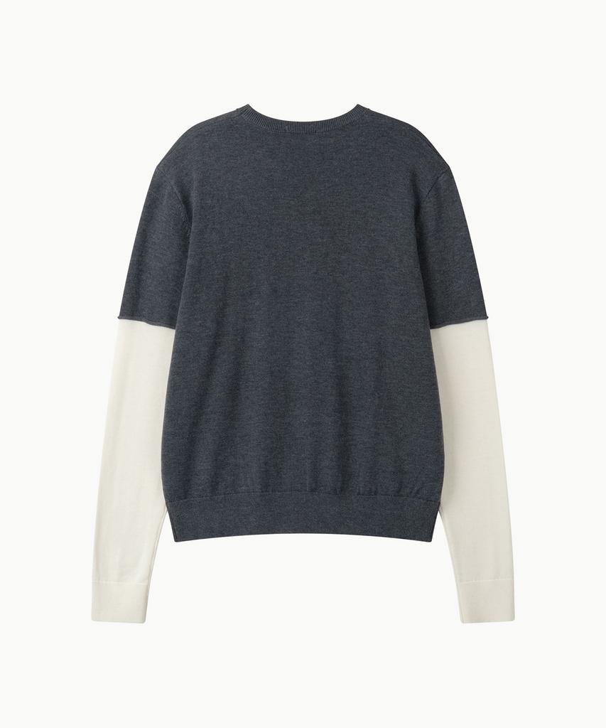Leondi Panel Crew Neck Round Knit - Charcoal