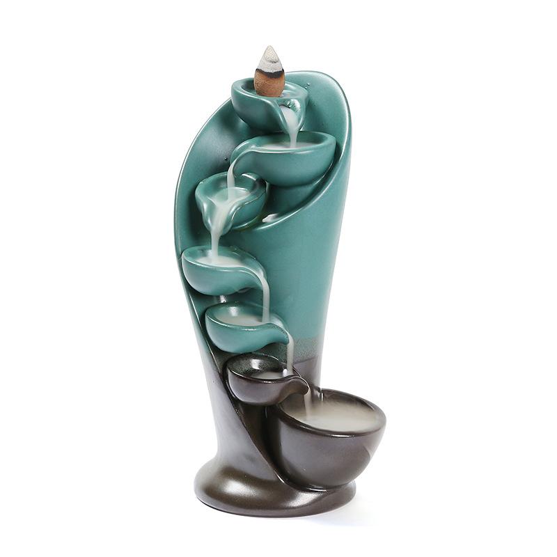 1pc,Handmade Torch Design Waterfall Incense Burner Creative Home Decor Incense Holder Portable Ceramic Censer (Without Incense)