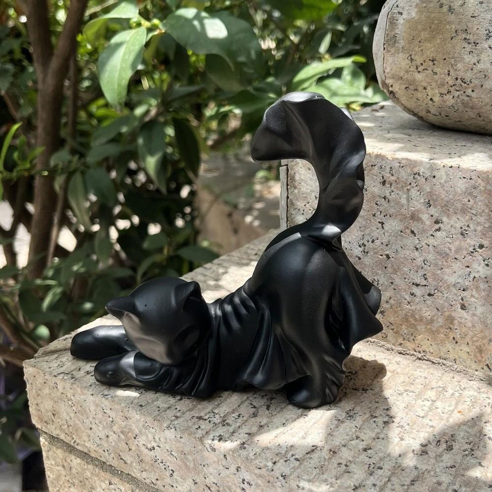 White Stretching Cat Figurine Glow in The Dark Cat Resin Sculpture  Party Decoration