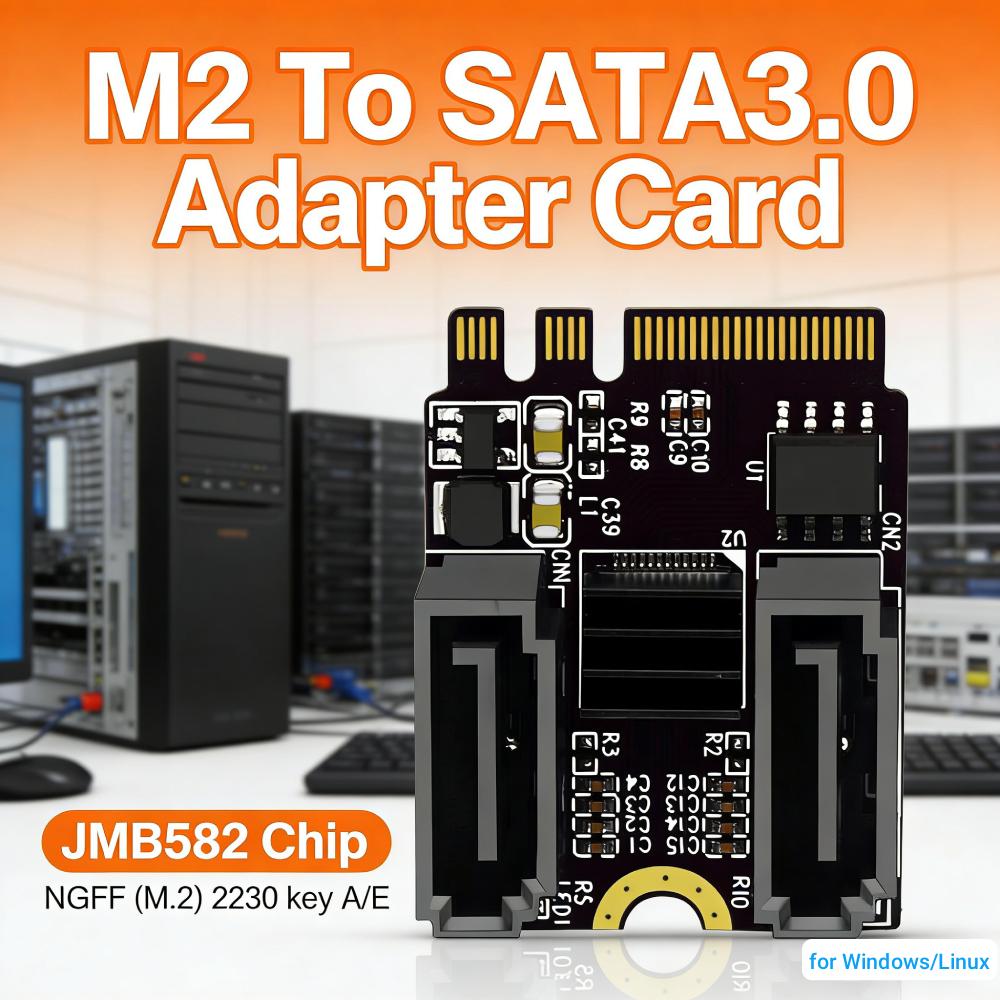 M2 To SATA3.0 Expansion Card Adapter JMB582 Chip KEY A + E WIFI M.2 To SATA for PC Servers Consumer Electronics/Storage Device
