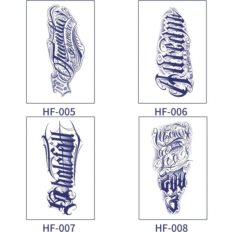 

Charm 4Sheet/set Arm Fake Tattoo Waterproof Women Men temporary tattoo Tattoo Sticker Body Art English Letters Pattern Desigon Style2