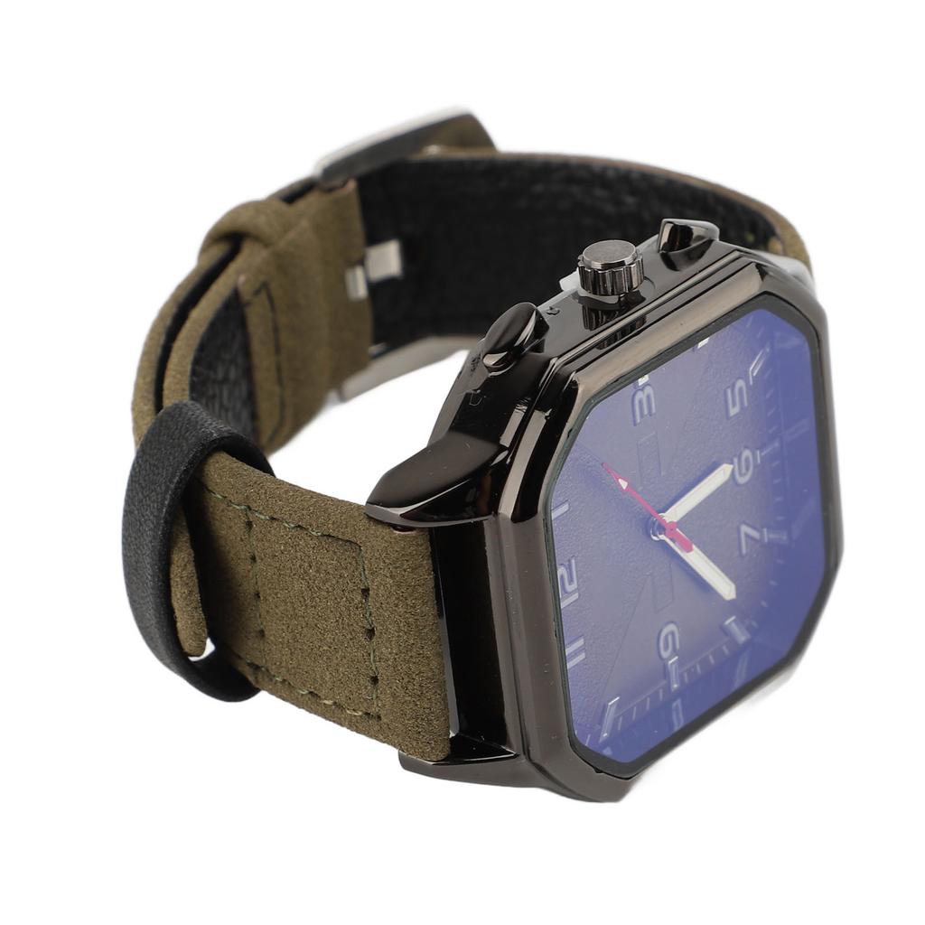 Men Watch Quartz Movement Leather Strap Stylish Retro Wristwatch for Indoor Outdoor Activities