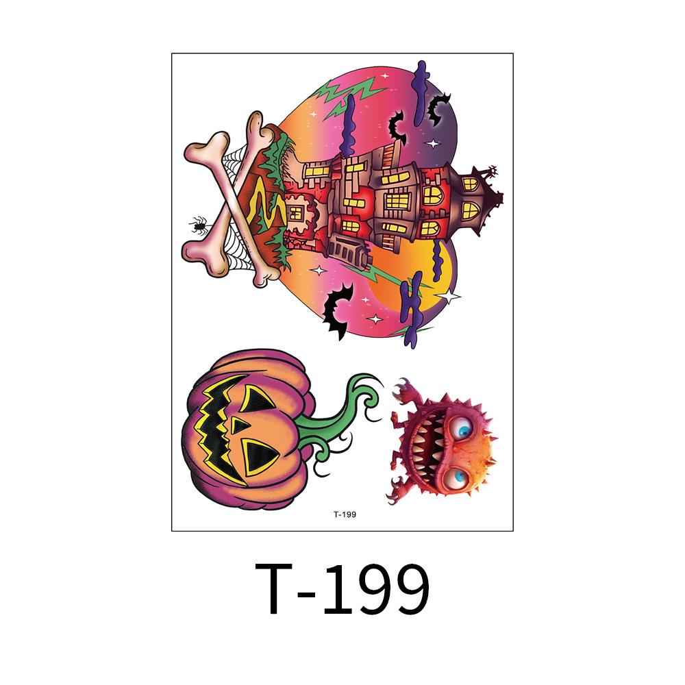 Waterproof sweat-resistant large floral arm tattoo sticker, dark Halloween horror tattoo, pumpkin skull Prajna tattoo sticker