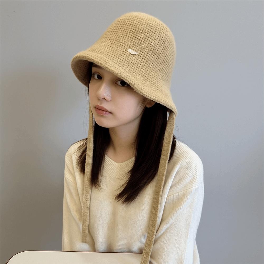 Wool Blend Fisherman Hat Knitted Woolen Basin Hat New Girl's Hat  Autumn Winter