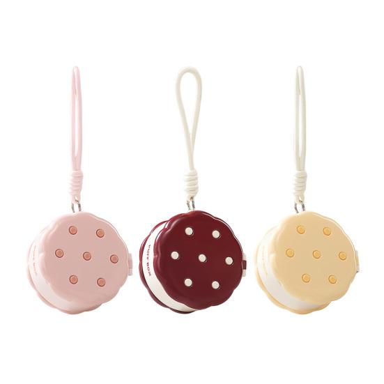 Round Powder Puff Box Double-Tier Wet And Dry Separation Makeup Puff Case Portable Makeup Sponge Organizer with Lanyard for Women Girls Travel Storage