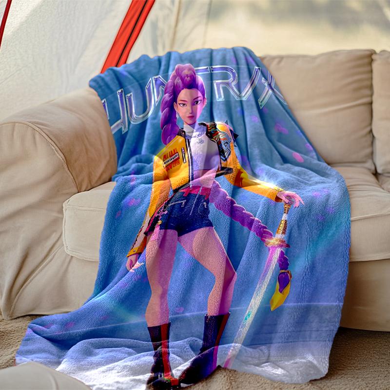 Kpop Demon Hunters Pattern Blanket, Cozy Blanket for All-Season Comfort On Sofas, Beds, Office, Car, Camping and Travel