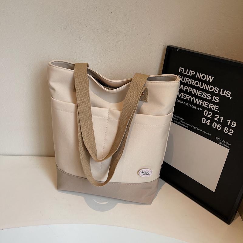 Commuter Tote Bag Women Color Block Underarm Bag Student Shoulder Bag