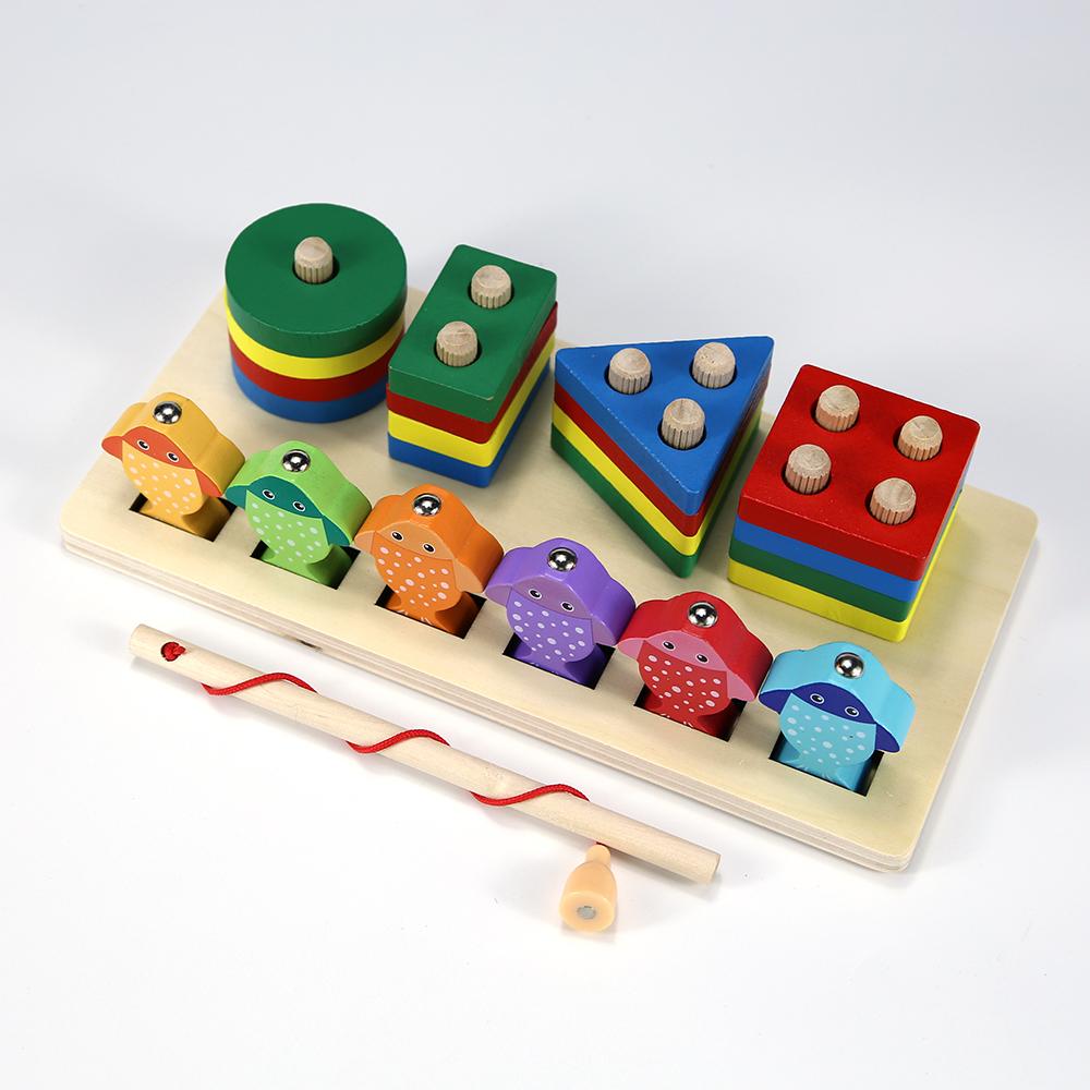 

Wooden fishing rig with children s geometric shapes paired with building blocks for early education and puzzle toys Geometric Shape