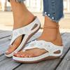 Women'S Platform Wedge Flip Flops With Floral Rhinestones Slip Sandals For Wearing Outside. Holiday Beach Summer