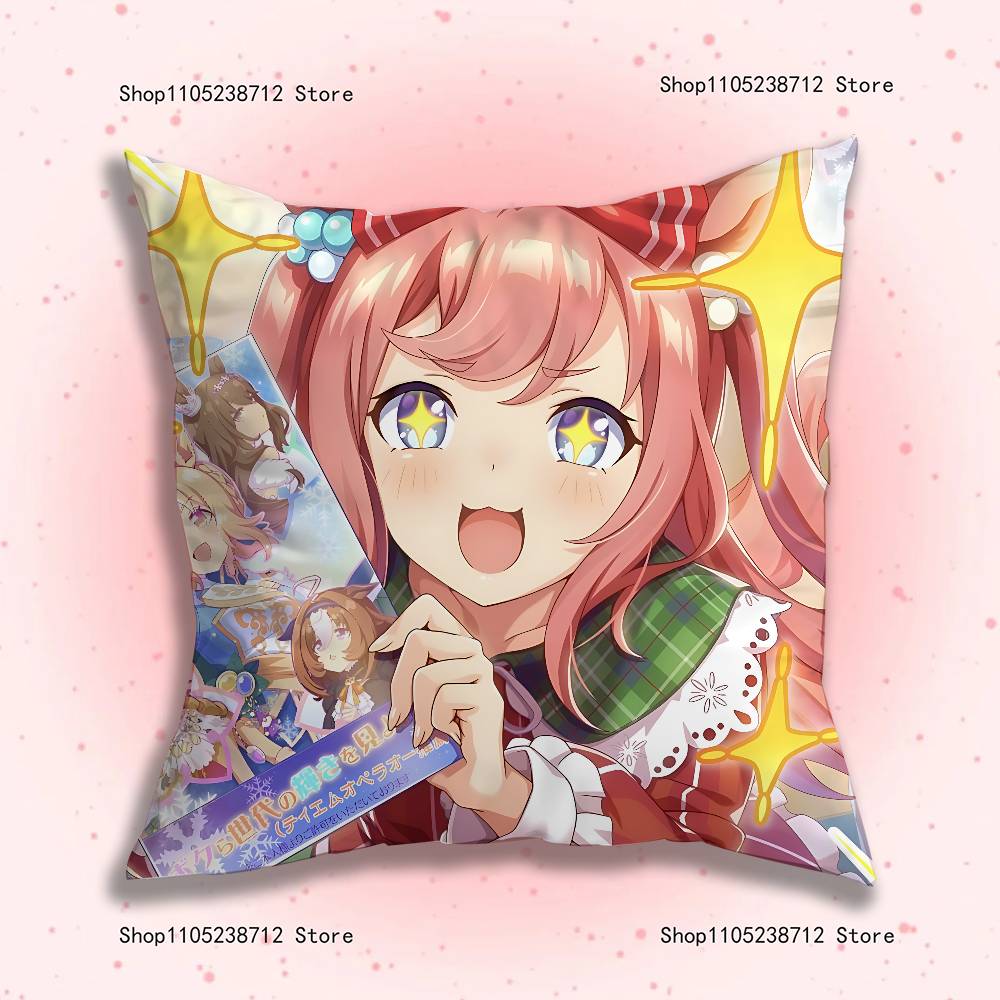 Haru Urara U-Umamusume Anime Kissenbezug Staubmilbenfreier Kissenbezug Unsichtbarer Reißverschluss Seidiger Kurzflor Sofakissenbezug