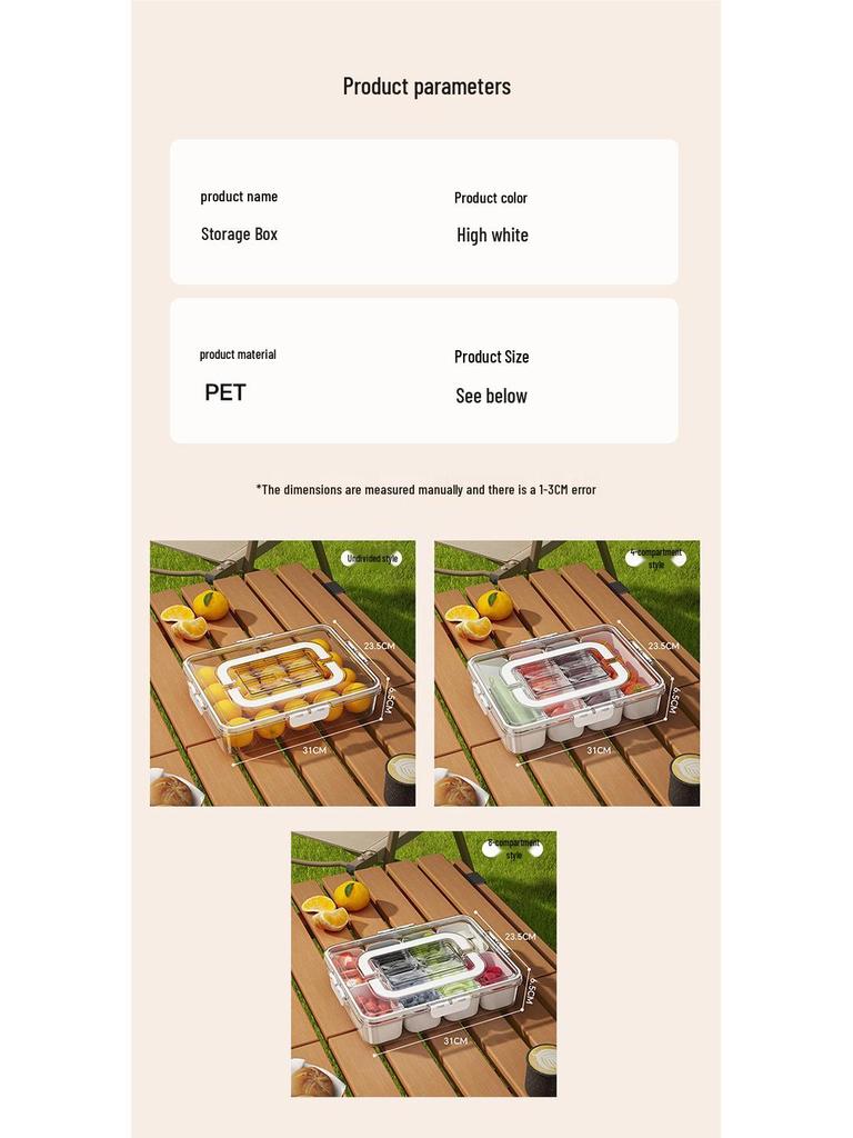 Salatbehälter: 8-Fächer-Gewürz- und Aufbewahrungsbox für Kühlschrank oder Picknick, Obstportionierer, Handlich und Dicht.