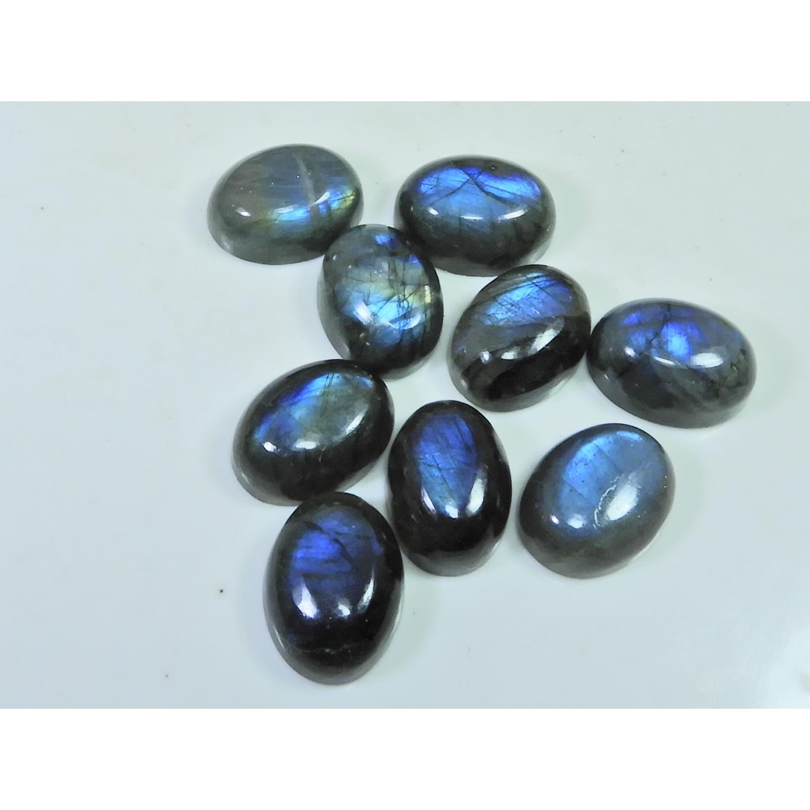 12X16MM Natural Labradorite Blue Fire Oval Cabochon Loose Gemstone 09Pcs Lot C-1055