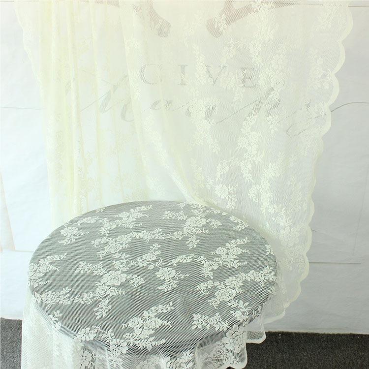 White Lace Wedding Tablecloth & Curtain Fabric - French Country Style Dessert Table Skirt & Photo Background Gauze.