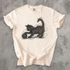 Cat Playing With Yarn Shirt, Funny Cat Lover Tee, Scribble Cat Shirt, Minimalist Cat Art T-Shirt, Black Cat Graphic Tee, Cute Kitten Gift