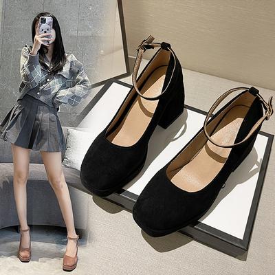 Mary Jane Shoes Women's 2025 Spring New One-word Buckle Belt Women's Shoes Retro Temperament Versatile Skirt High Heels