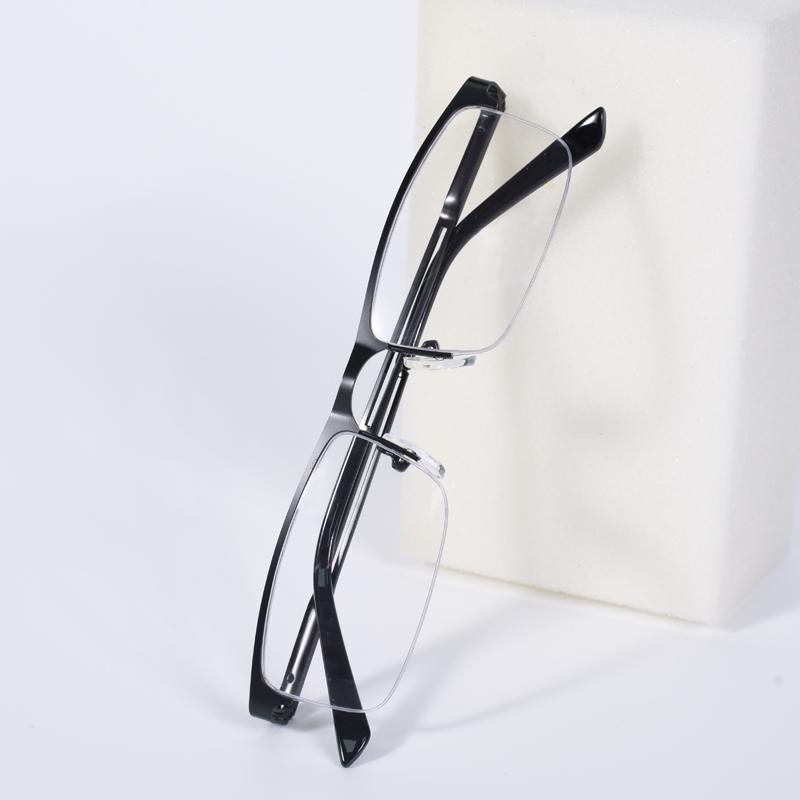 

Black Frame Retro Square Half Frame Reading Glasses Frame for Men Women Alloy Anti Blue Light Eyeglasses With Spring Hinge+125+1 +100 чёрный