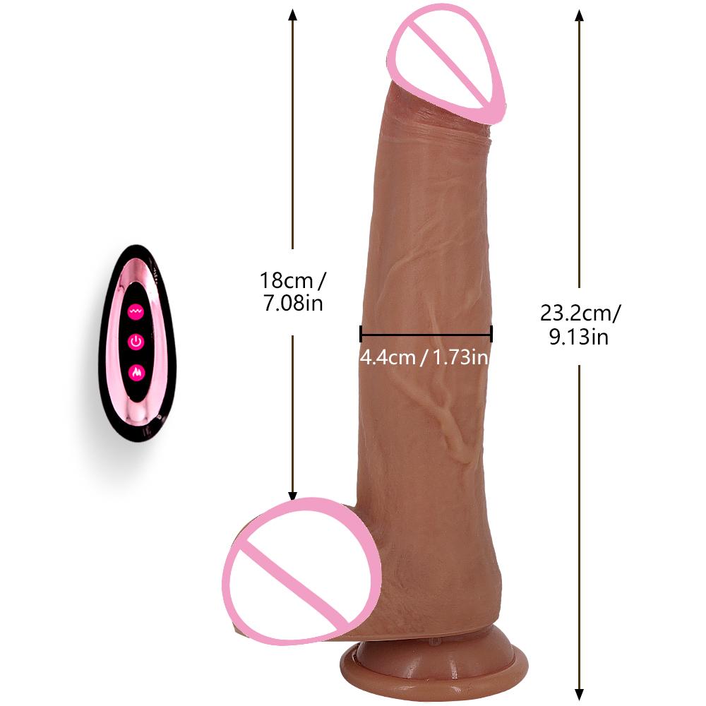 Großer Dildo-Vibrator, wiederaufladbarer Penis, künstlicher Teleskop-Schwing-Heizungs-Fernbedienungs-Vibrator für Frauen, Silikon-Dildos