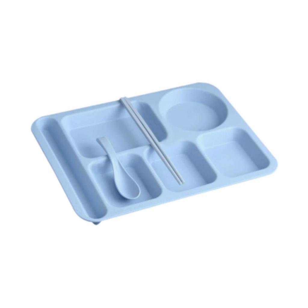 Dinner Plate Straw Lunch Snacks Dish Spoon Chopsticks Set