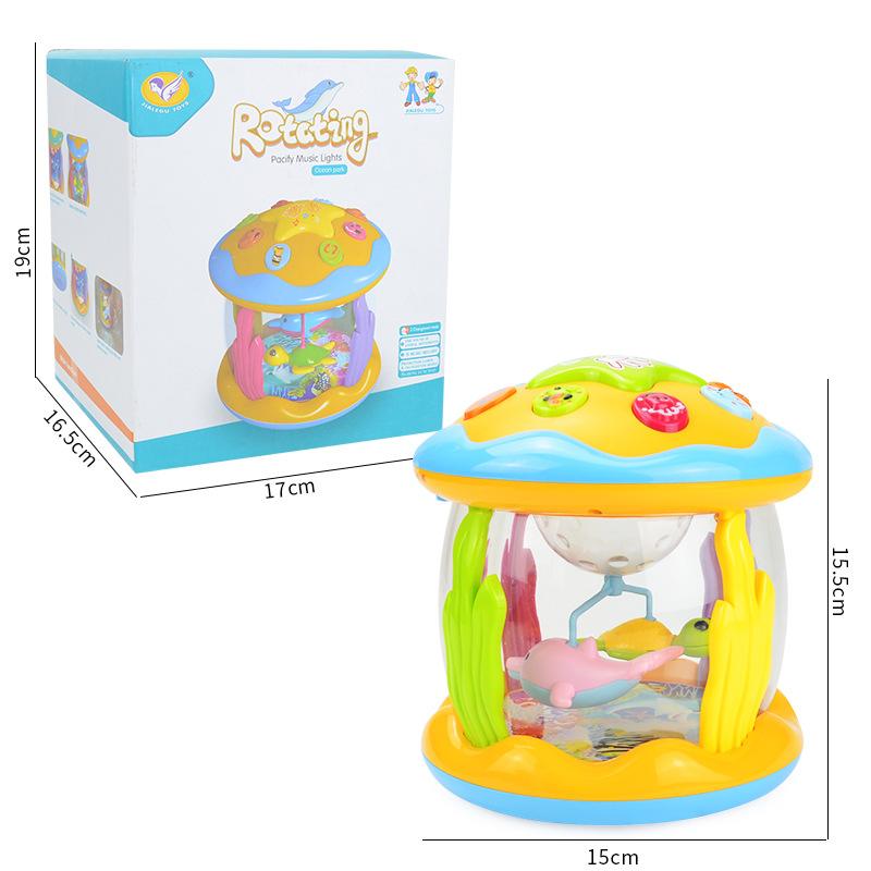 Lighting Music Projection Ocean Hand Beat Drum, Infant And Child Soothing Trojan Horse Drum Toy Puzzle Beat Drum