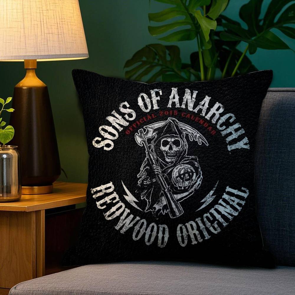 Cool S-Sons Of A-Anarchy Pillow Case Sofa Living Room Bedroom Double-Sided Printing Square Cushion Nap Time Pillow Case