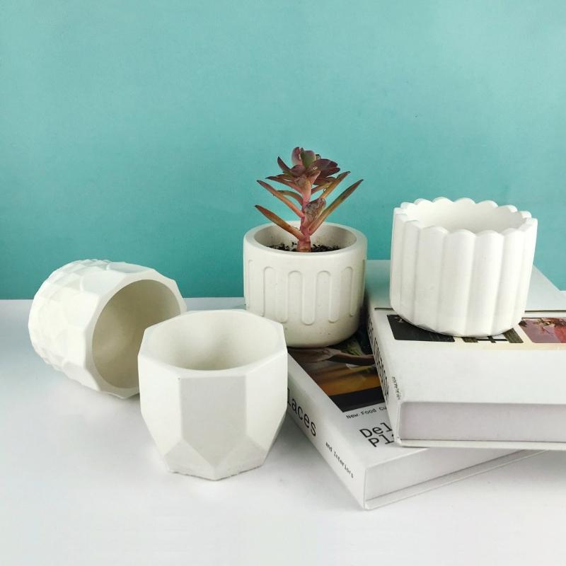 4Pcs Silicone Moulds for Concrete Flower Pots Cement Plant Pot Resin Molds Vase Mould Craft Garden Decorating Tools