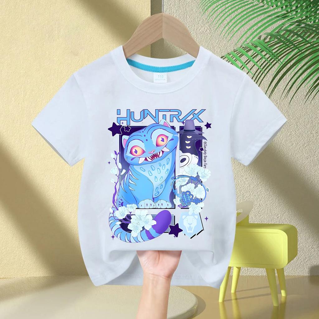 KPop Dämonenjäger Derpy Tiger Damen T-Shirt Druck Mode Lässige Oberteile Rundhals Cartoon T-Shirt Lässige Kleidung